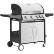 Gratar gradina, grill dreptunghiular, cu gaz, 4+1 arzatoare, cu roti, capac, 131x57x110 cm, BBQ Manresa 