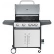Gratar gradina, grill dreptunghiular, cu gaz, 4+1 arzatoare, cu roti, capac, 131x57x110 cm, BBQ Manresa 