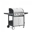 Gratar gradina, grill dreptunghiular, cu gaz, 4+1 arzatoare, cu roti, capac, 131x57x110 cm, BBQ Manresa 