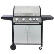 Gratar gradina, grill dreptunghiular, cu gaz, 4+1 arzatoare, cu roti, capac, 131x57x110 cm, BBQ Manresa 