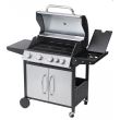 Gratar gradina, grill dreptunghiular, cu gaz, 4+1 arzatoare, cu roti, capac, 131x57x110 cm, BBQ Manresa 