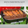 Gratar gradina, grill dreptunghiular, cu roti, capac, rafturi, 43 cm, 98x49x81 cm