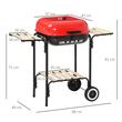 Gratar gradina, grill dreptunghiular, cu roti, capac, rafturi, 43 cm, 98x49x81 cm