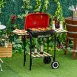 Gratar gradina, grill dreptunghiular, cu roti, capac, rafturi, 43 cm, 98x49x81 cm