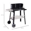Gratar gradina, grill dreptunghiular, reglabil, cu roti, 87x43x83 cm