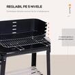 Gratar gradina, grill dreptunghiular, reglabil, cu roti, 87x43x83 cm