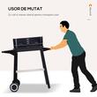 Gratar gradina, grill dreptunghiular, reglabil, cu roti, 87x43x83 cm