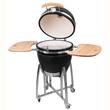 Gratar gradina, grill rotund, ceramic, cu roti, capac, rafturi, 130x73x122 cm, Kamado Egg 21