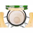 Gratar gradina cu carbuni, grill rotund, ceramic, cu roti, capac, rafturi, verde, 40x97.5 cm, Kamado Egg 16