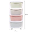 Raft plastic mobil, 4 sertare, alb/nuante pastelate, 80 cm, SPRINGOS