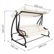 Balansoar gradina, Springos, 3 locuri, cu plasa insecte, crem, 220x120x160 cm, functie pat, max 280 kg