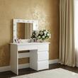 Masa de toaleta/machiaj, alba, cu oglinda si LED-uri, Irina, 94x43x141 cm