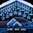 Instalatie luminoasa tip perdea, exterior/interior, 138 LED, 8 moduri, model stea, alb rece, IP44, 2.75 m, Jumi