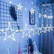 Instalatie luminoasa tip perdea, exterior/interior, 138 LED, 8 moduri, model stea, alb rece, IP44, 2.75 m, Jumi
