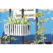 Jardiniera decorativa, suport metalic, sistem de irigare, Boardee Fencycase W, alb, set 2 buc, 38x18x16.2 cm