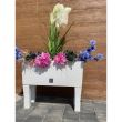 Jardiniera decorativa, cu picioare, sistem irigare, imitatie ratan, alb, 30 L, 60x25x46 cm, Rato Case High