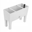 Jardiniera decorativa, cu picioare, sistem irigare, imitatie ratan, alb, 30 L, 60x25x46 cm, Rato Case High