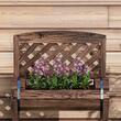 Jardiniera decorativa cu suport pentru plante cataratoare, lemn, 2 nivele, tip butoi, 49x42x80 cm