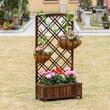 Jardiniera decorativa cu suport pentru plante cataratoare, lemn, maro, 60x30x122.5 cm