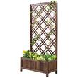 Jardiniera decorativa cu suport pentru plante cataratoare, lemn, maro, 60x30x122.5 cm