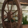 Jardiniera decorativa pentru flori, lemn, 2 nivele, tip moara de apa, 64x54x60 cm