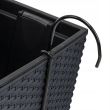 Jardiniera decorativa, suport metalic, imitatie ratan, antracit, 58x18x19.5 cm, Rato Case W