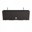 Jardiniera decorativa, suport metalic, imitatie ratan, maro, 58x18x19.5 cm, Rato Case W