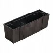 Jardiniera decorativa, suport metalic, imitatie ratan, maro, 58x18x19.5 cm, Rato Case W