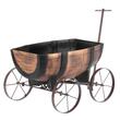Jardiniera/vas de flori tip butoi cu carucior, 41.5x29x19 cm, Strend Pro - vedere din fata