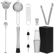 Kit pentru barmani, cocktail shaker, inox, set 11 piese, 400/700 ml, Springos