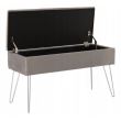 Lada depozitare 2 in 1, cu taburet, metal, velur, gri, 75x30x40 cm, Chomik