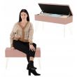 Lada depozitare 2 in 1, cu taburet, metal, velur, roz, 75x30x40 cm, Chomik