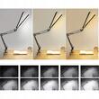 Lampa de birou, 2 surse lumina LED, cu prindere masa, brat flexibil, 3 culori, negru, 87 cm, Izoxis