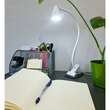 Lampa de birou cu clips, brat flexibil, 3 culori lumina, 10 niveluri, USB, alb, 45 cm, Izoxis