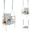 Leagan pentru copii, 3 in 1, lemn, gri, max 30 kg, 34x34x26 cm, Kruzzel