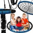 Leagan suspendat, cuib de barza, tip panza paianjen, negru si albastru, max 150 kg, 100 cm, Springos 