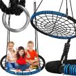 Leagan suspendat, cuib de barza, tip panza paianjen, negru si albastru, max 150 kg, 100 cm, Springos 