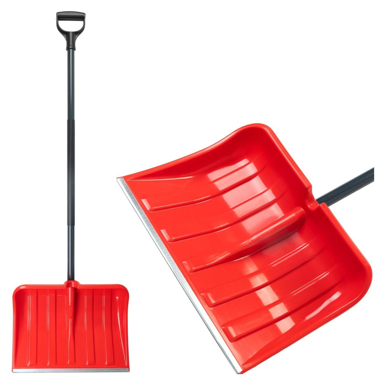 Lopata pentru zapada Strend Pro cu paleta de 44x33.5 cm si coada aluminiu de 135 cm, vedere din fata si din lateral