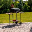 Gratar gradina/grill, patrat, cu roti, capac, rafturi, 40x40 cm 