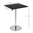 Masa bar/living, reglabila, blat MDF, metal, negru, 60x60x82-103 cm
