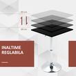 Masa bar/living, reglabila, blat MDF, metal, negru, 60x60x82-103 cm