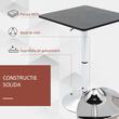 Masa bar/living, reglabila, blat MDF, metal, negru, 60x60x82-103 cm