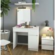 Masa de toaleta/machiaj, 2 sertare, dreapta, cu oglinda, dulap, alba, 90x50x77/142 cm