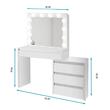 Masa de toaleta/machiaj + Taburet, alba, cu oglinda si LED-uri, 115x43x145 cm