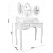 Masa de toaleta/machiaj, alba, cu 3 oglinzi si taburet, Vintage, 90x40 cm 