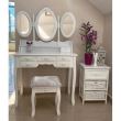 Masa de toaleta/machiaj, alba, cu 3 oglinzi si taburet, Vintage, 90x40 cm 