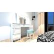 Masa de toaleta/machiaj + Scaun stil scandinav, alba, cu oglinda si LED-uri, Vanessa, 130x43x143 cm