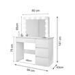 Masa de toaleta/machiaj + scaun Cava, gri, cu oglinda si LED-uri, 94x43x141 cm