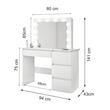 Masa de toaleta/machiaj + Scaun stil scandinav, Artool, stejar, cu oglinda si LED-uri, 94x43x141 cm