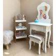 Masa de toaleta, machiaj, pentru copii, cu oglinda, sertar si taburet, alb, 50x30x111 cm 